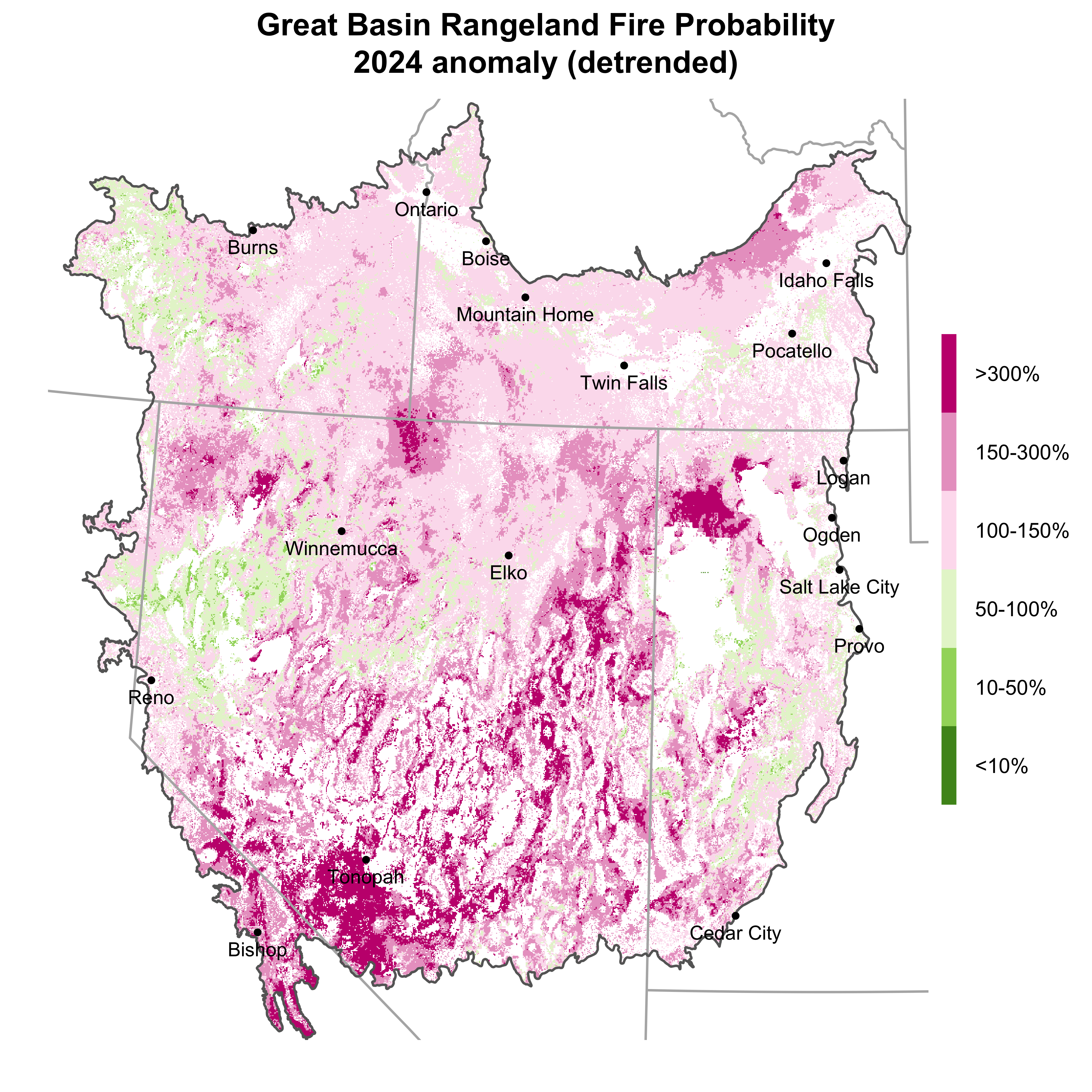 Map of fire probability anomalies